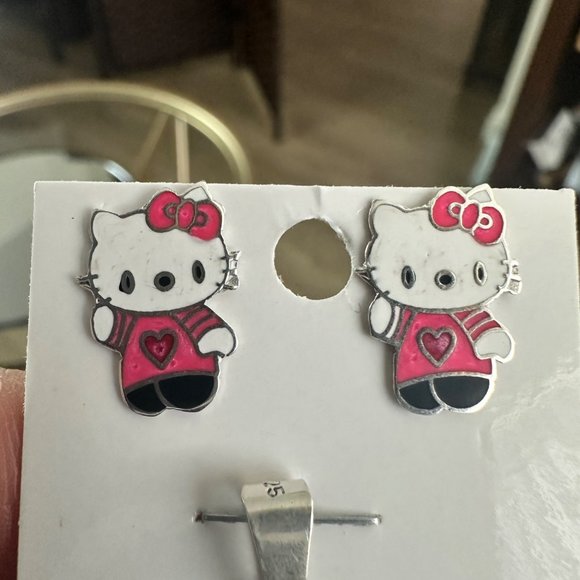 Hello Kitty Silver 925 Earrings & Pendant Set Trendy Girls Jewelry Made In Mexic - Picture 8 of 10